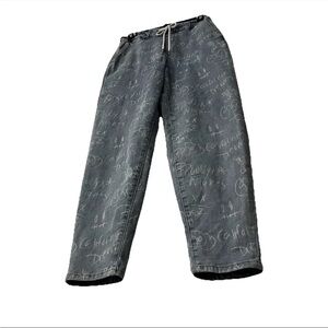 Gemma Rae CA Brooklyn Chalk Art Graffiti Print Jeans 1/25 Pull-on Tie up